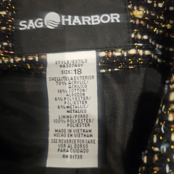 Sag Harbor Tweed Zip Jacket Size 16 Multicolor Metallic Classic Career Blazer - Picture 9 of 10
